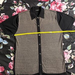 Men's Black and Brown Button-Up Shirt
